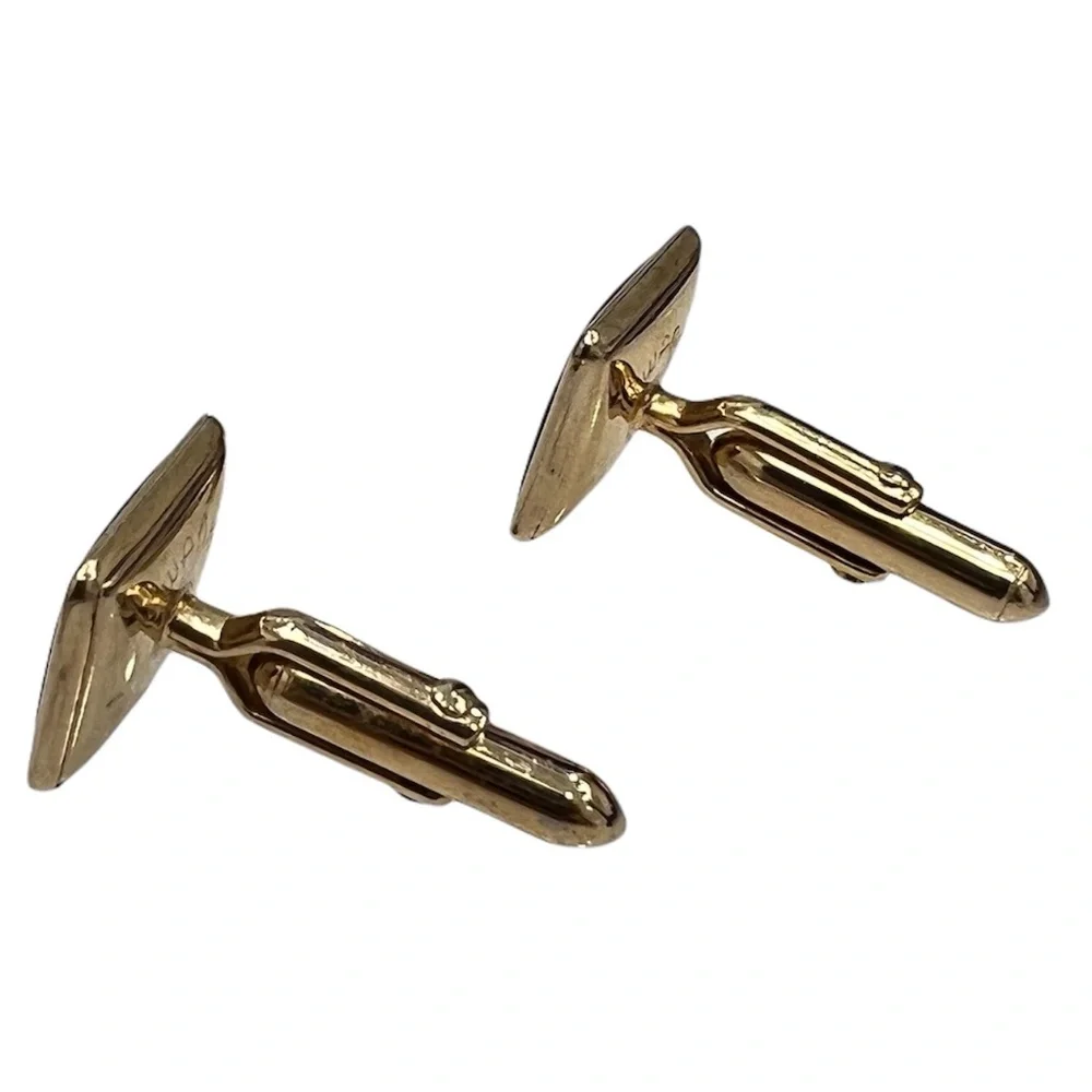 VINTAGE SWANK GOLD TONE & BLACK ENAMEL SQUARE CUFFLINKS & SHIRT STUDS